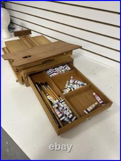 Monet French Travel Easel (Pochade Box) With Acrilic Paints And Brushes 16x20