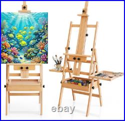Multi-Function Beech Wood Art Easel for Painting, Flat Desk Easel Stand Foldab