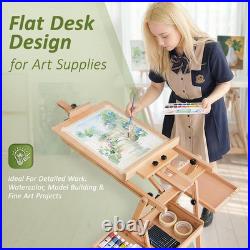 Multi-Function Beech Wood Art Easel for Painting, Flat Desk Easel Stand Foldab