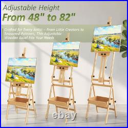 Multi-Function Beech Wood Art Easel for Painting, Flat Desk Easel Stand Foldab
