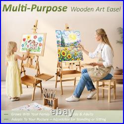 Multi-Function Beech Wood Art Easel for Painting, Flat Desk Easel Stand Foldab