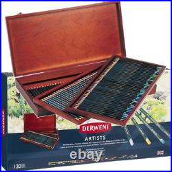 NEW Derwent 120 Artists Coloured Pencils Wooden Box Gift Case Professional
