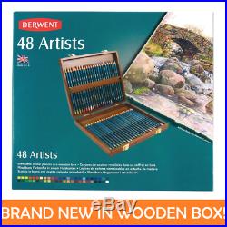 NEW IN WOODEN CASE BOX DERWENT 48x Artists Colouring Pencils Range R0700643