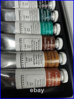 NEW SENNELIER OIL PAINT ARTIST BOX SET 14 34ML OIL COLOR SET With BRUSHES AND MORE