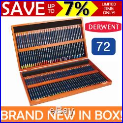 NEW WOODEN BOX 72x Derwent WaterColour Professional Colouring Colour Pencils