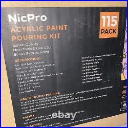 NicPro 115 Pack Large Volume Acrylic Pouring Kit Art Supplies 8oz New In Box