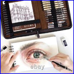Nicpro 58 PCS Art Drawing Supplies Kit in Leather Case, Art Mechanical Pencil Se