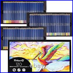 Pelikan Colored Pencils 120 Set, Ultra Smooth 3.3mm Leads, Round, Hard Case