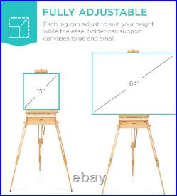 Portable 32Pc French Easel Kit for Beginners Wood Tripod, Paints & Canvases