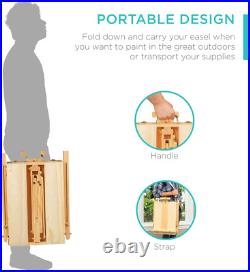 Portable 32Pc French Easel Kit for Beginners Wood Tripod, Paints & Canvases