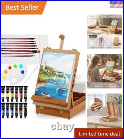 Portable Easel Stand with Paints and Brushes