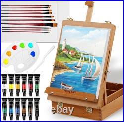 Portable Easel Stand with Paints and Brushes