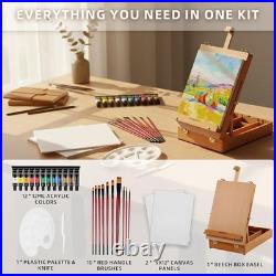 Portable Easel Stand with Paints and Brushes