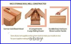Portable Foldable Multi Function Wood Storage Box, Compartments for Art Supplies