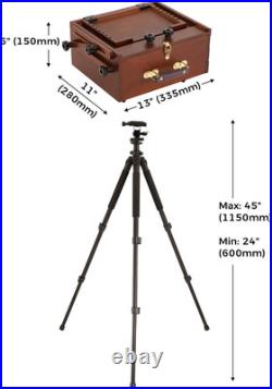 Portable Plein Air Easel, Pochade Box with Aluminum Tripod & 2 Nylon Carry Bags