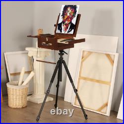 Portable Plein Air Easel, Pochade Box with Aluminum Tripod & 2 Nylon Carry Bags