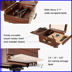 Portable Plein Air Easel, Pochade Box with Aluminum Tripod & 2 Nylon Carry Bags