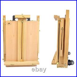 Portable Rolling Sketch Box Easel for Oil Painting with Palette Red Beech