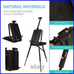Portable Wooden Folding French Easel Adjustable Sketch Box Tripod With Drawer