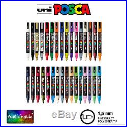 Posca Paint Marker PC-3M 1.5mm Pen Fabric Metal Glass Fine Nib 32 Colours
