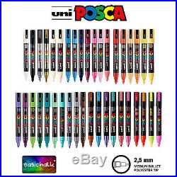 Posca Paint Marker PC-5M 2.5mm Pen Fabric Metal Glass Medium Nib 39 Colours