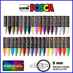 Posca Paint Marker PC-8K 8mm Pen Fabric Metal Glass Broad Nib 34 Colours