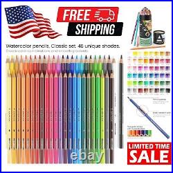 Premium Artist Grade Watercolor Pencils 48 Pre-Sharpened Triangular Pencils