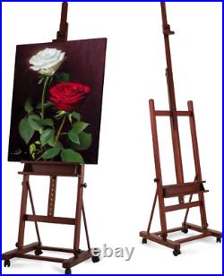 Premium Beech Wood H Frame Easel 75-146 with Storage Tray & Wheels