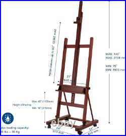 Premium Beech Wood H Frame Easel 75-146 with Storage Tray & Wheels