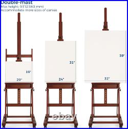 Premium Beech Wood H Frame Easel 75-146 with Storage Tray & Wheels