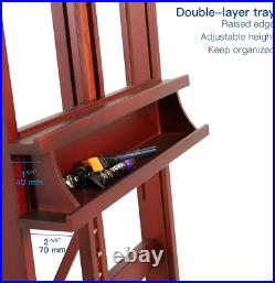 Premium Beech Wood H Frame Easel 75-146 with Storage Tray & Wheels