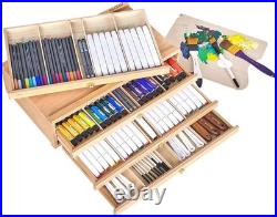Premium Beech Wood Pencil Box 10 Drawers for Effortless Art Supply Organization