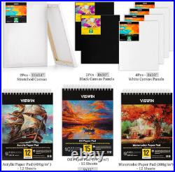 Professional All-In-One Art Painting Kit with Aluminum & Beech Wood Easel, 96 Ac