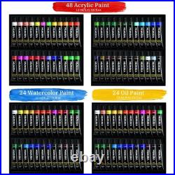 Professional All-in-One Art Painting Kit with Aluminum & Beech Wood Easel, 96