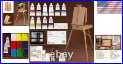 Professional Art Set with French Easel and Acrylic Paint Kit