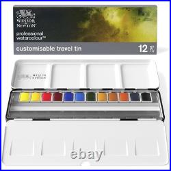 Professional Watercolor Paint Set 12 Half Pan Colors