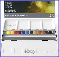 Professional Watercolor Paint Set 12 Half Pan Colors