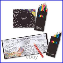 Promotional Black Cover Adult Coloring Book & 6-Color Pencil Set To-Go Printed