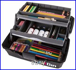 Quick Access 2 Trays Plastic Art Supply Box with Lockable Latch