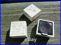 Rare Old Reeves Watercolour Tin Metal Box'patent Pending' Ceramic ½ Pans Field