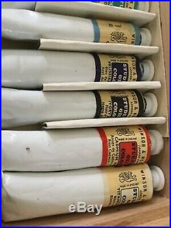 Rare Winsor & Newton Paint Box Set 50s 60s Students Oil Colours Wooden Palette