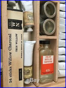 Rare Winsor & Newton Paint Box Set 50s 60s Students Oil Colours Wooden Palette