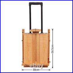 SFHX-3E Red Beech Portable Rolling Sketch Box Oil Painting Easel with Palette
