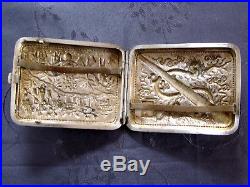 SOLID SILVER CHINA CHINESE EXPORT SILVER CIGARETTE CASE BOX DRAGON ANTIQUE 4.5oz