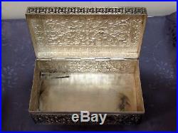 SOLID SILVER INDOCHINA LARGE BOX CHINESE EXPORT SILVER BOX 23.1oz
