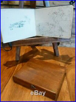 SUPERB antique REEVES Artists Watercolour paintbox circa 1920's with sketch book