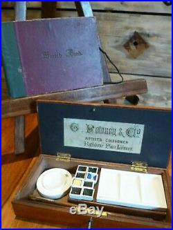 SUPERB antique ROWNEY & Co Artists Watercolour paintbox 1920's with sketch book
