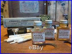 SUPERB antique ROWNEY & Co Artists Watercolour paintbox early 1900's + contents