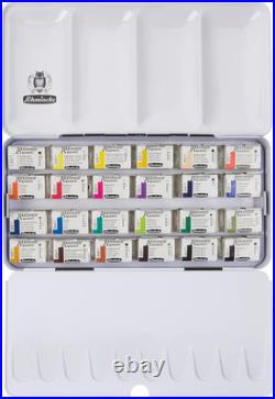 Schmincke AKADEMIE Watercolor Paint Box, Full Assortment 24 X 1/1 Pans, 75 425