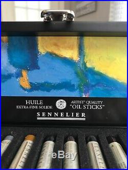 Sennelier Artist Quality Oil Sticks Wood Box Set Of 24. Used. Good Condition